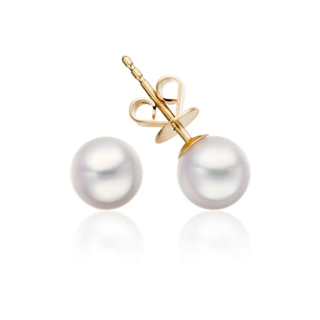 White South Sea pearl earrings 10mm on model — 18K solid gold