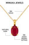 18K Gold Natural Ruby Oval Pendant Necklace – Timeless Elegance and Handcrafted Luxury - MIMUKA