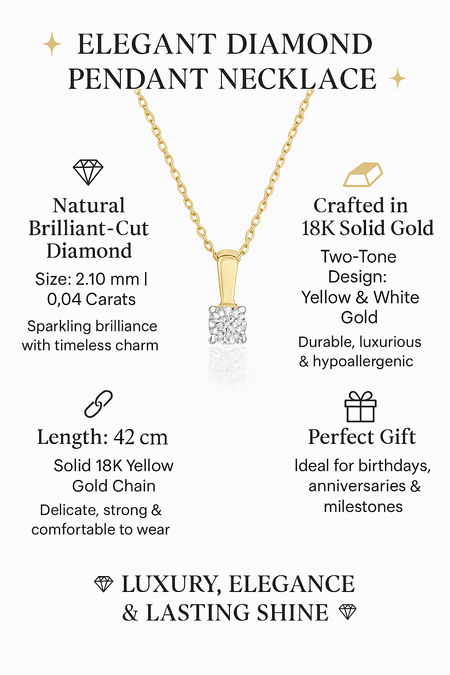 18K Two - Tone Gold Diamond Pendant Necklace - MIMUKA