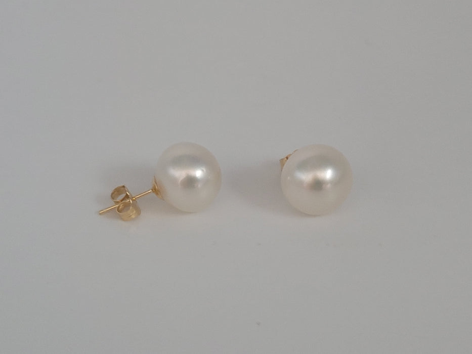 Witte Zuidzeeparels 10-11 mm oorbellen Stud 18K massief goud