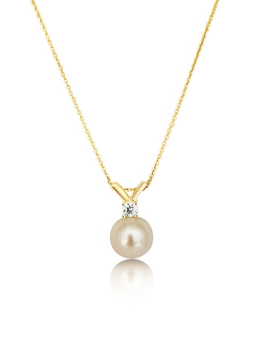 Akoya Cultured Pearl 8-8.5 mm Round Pendant in Silver 925