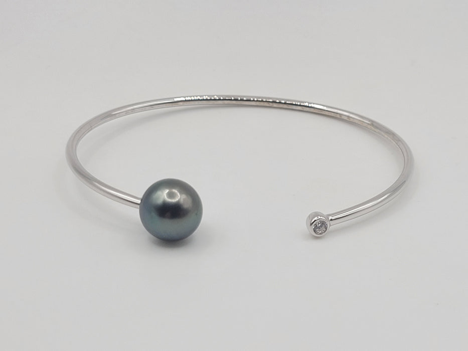 Tahiti Pearl Bracelet 10 mm AAA Dark Color in silver 925 and