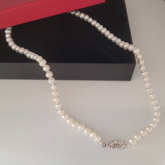 Cultured Pearls Necklace 5-6 mm Silver Clasp