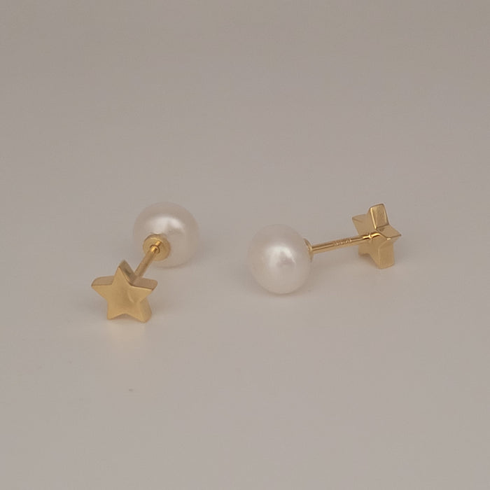 Reversible Cultured Pearl Earrings in Gold Plated Silver 925