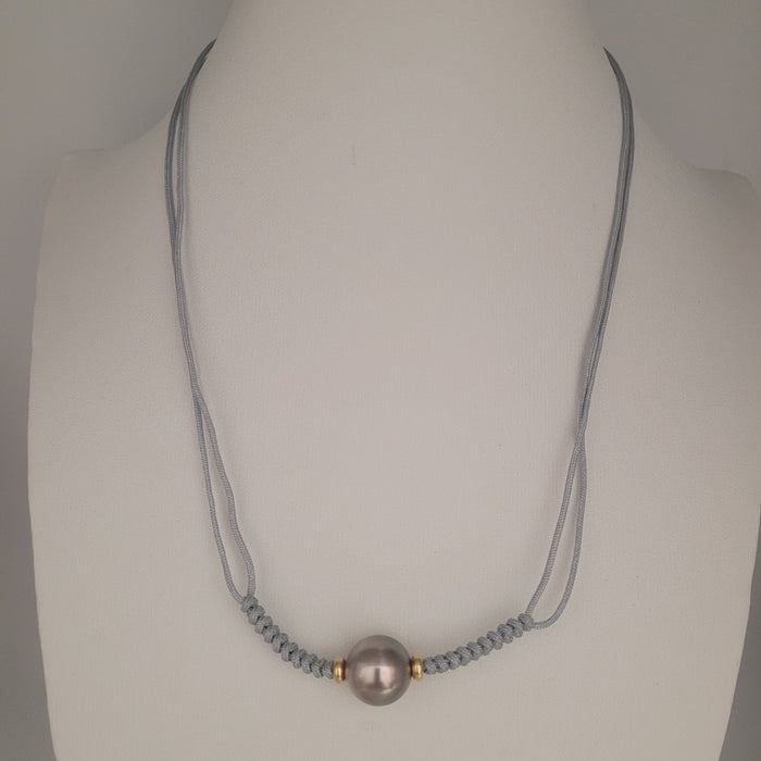 Tahiti Pearl 11 mm AAA Necklace Hand-Made and Size Adjustable