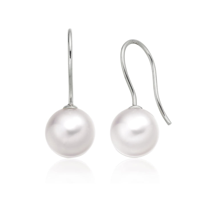 Dangle South Sea Pearl Oorbellen, van 9 mm en 925 sterling zilver, Franse haakoorbellen