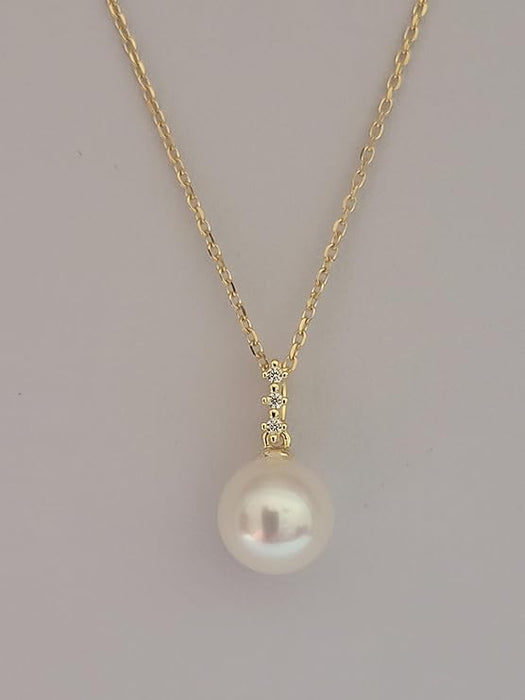 Akoya Cultured Pearl 8 mm in Silver 925 Gold Plated