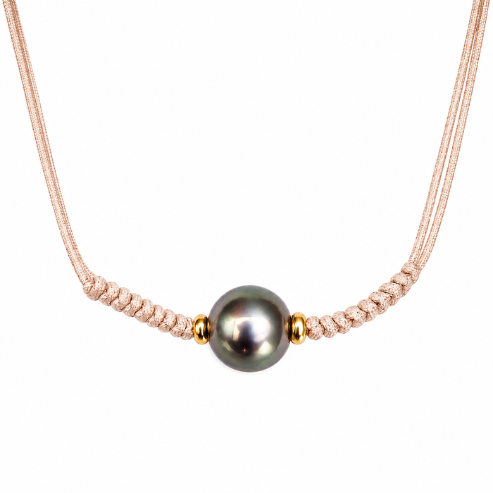Tahiti Pearl & 18K Gold Handmade Adjustable Length Necklace