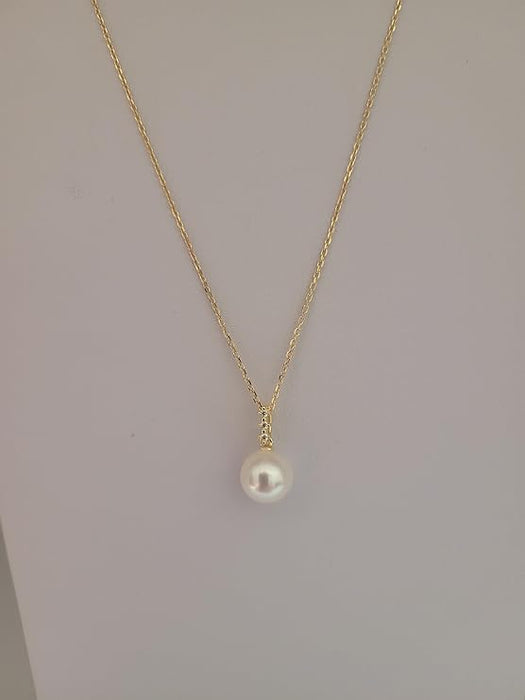Akoya Cultured Pearl 8 mm in Silver 925 Gold Plated