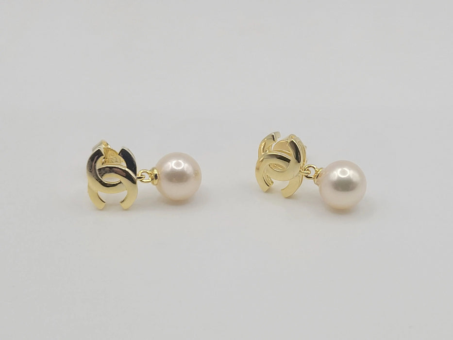 Akoya Cultured Pearl Earrings in Silver 925 Gold Plated |  The South Sea Pearl |  The South Sea Pearl