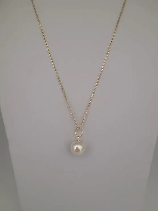 Akoya Cultured Pearl Pendant Necklace 18K Yellow Gold