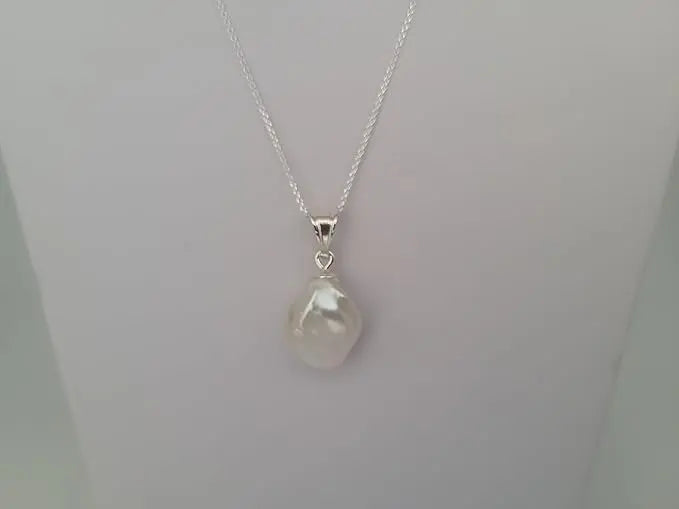 Baroque Cultured Pearl 11-12 mm AAA White Color Pendant | The South Sea Pearl |  The South Sea Pearl