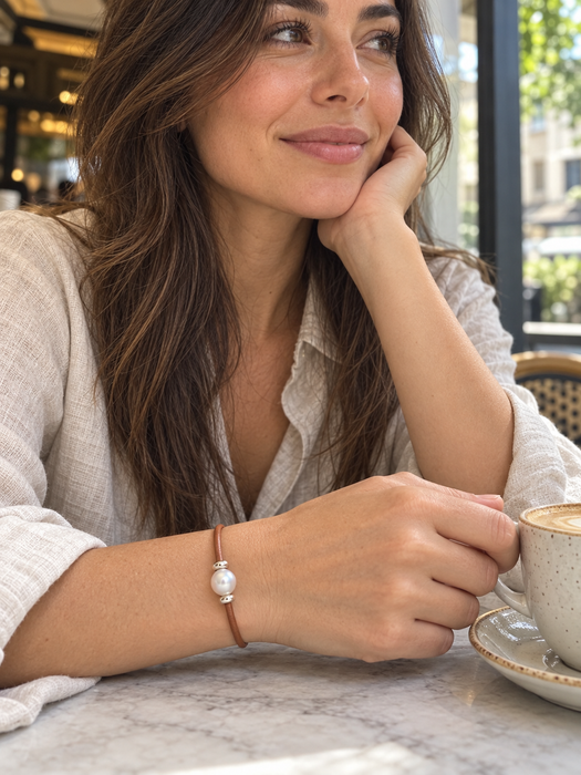 Zuidzeeparel armband, 11 mm, natuurlijk