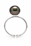 Dark Tahitian cultured pearl ring 9mm round in .925 sterling silver — The South Sea Pearl
