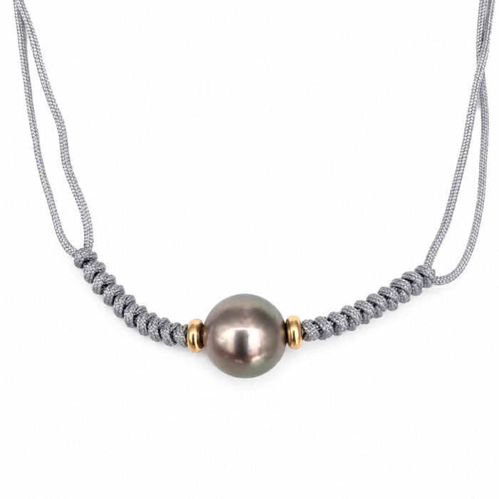 Tahiti Pearl 11 mm AAA Necklace Hand-Made and Size Adjustable