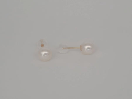 Cultured Pearl 7.5-8  mm AAA 18K Gold Stud Earrigns | The South Sea Pearl |  The South Sea Pearl