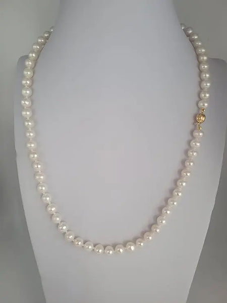 Cultured Pearl Necklace 6.5-7 mm AAA Gold Clasp 18K | The South Sea Pearl |  The South Sea Pearl