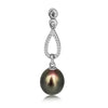 Cultured Pearl Tear-Drop 8 mm Black Color AAA 925 Silver Earrings | The South Sea Pearl |  The South Sea Pearl