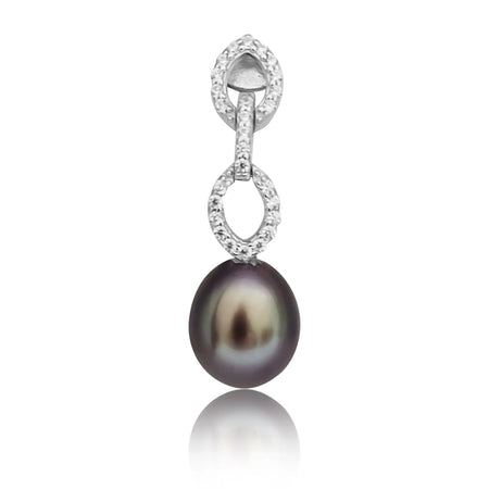 Cultured Pearl Tear-Drop 8 mm Black Color AAA 925 Silver Earrings | The South Sea Pearl |  The South Sea Pearl