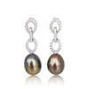 Cultured Pearl Tear-Drop 8 mm Black Color AAA 925 Silver Earrings | The South Sea Pearl |  The South Sea Pearl