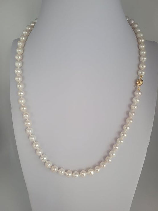 Cultured Pearl Necklace 6.5-7 mm AAA Gold Clasp 18K