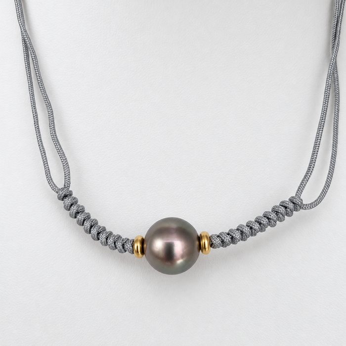 Tahiti Pearl 11 mm AAA Necklace Hand-Made and Size Adjustable