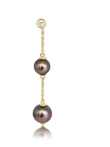 Earrings of Tahiti Pearls AAA, Diamonds and 18K Solid Gold | The South Sea Pearl |  The South Sea Pearl