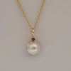 Gold Pendant 18K Mabe and Ruby |  The South Sea Pearl |  The South Sea Pearl