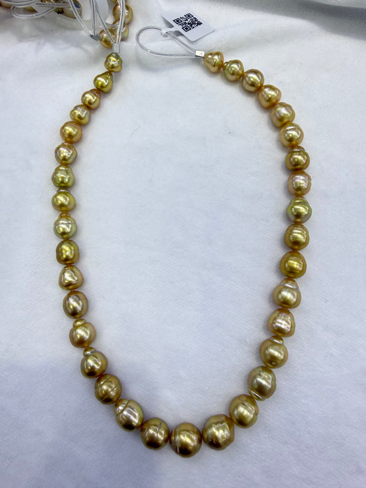 Golden South Sea Pearl Strands 8-10 mm Baroque Shape High Luster