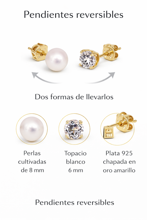 Versatile Elegante Two looks, one timeless peair - Cultured Pearls earrings stud