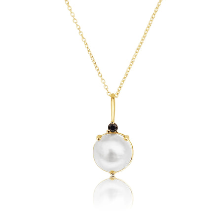 Pendant Australian Mabe Pearl and Sapphire 18K Yellow Gold |  The South Sea Pearl |  The South Sea Pearl