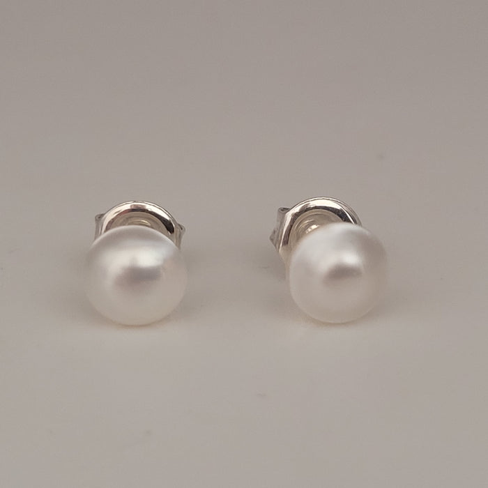 Stud Earrings Cultured Pearls Australian Mabe 8-9 mm Silver 925