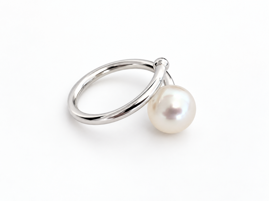 Witte Zuidzeeparel ring — verstelbaar in sterling 925 zilver