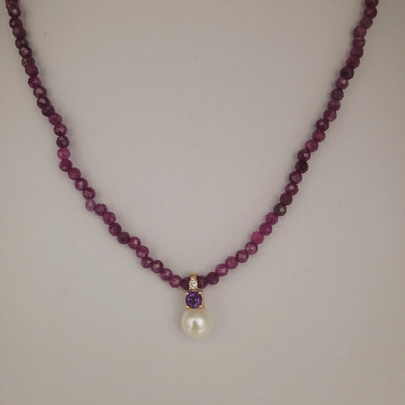 Ruby, Akoya Pearl, Diamonds & Yellow Solid Gold 18K | The South Sea Pearl |  The South Sea Pearl