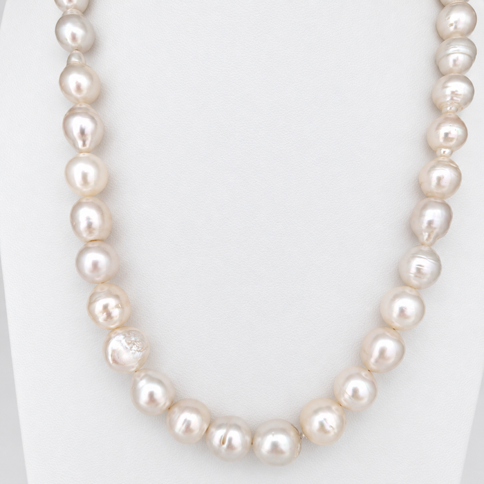 Witte Zuidzeeparel ketting, 10–11.80 mm, witte kleur, in 18-karaats goud