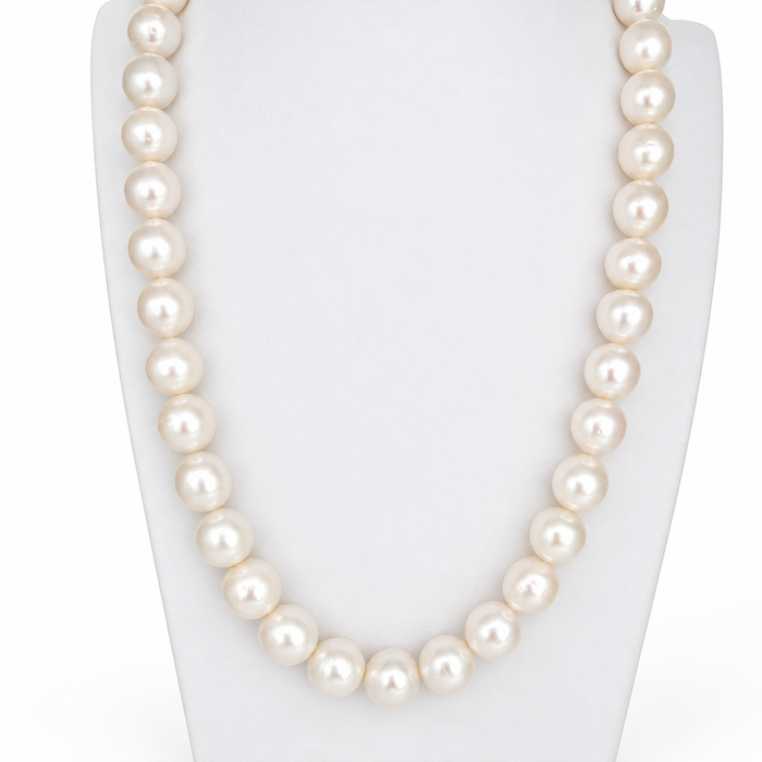 Witte Zuidzeeparel ketting, 11–12.80 mm, witte kleur, in 18-karaats goud