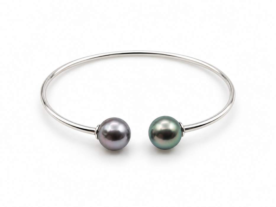 Tahitiparel armband, 9–10 mm, rond, natuurlijke kleur, hoge glans, AAA (kwekersgradering)