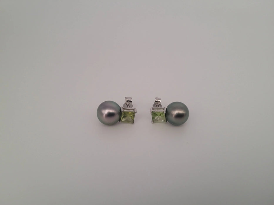 Stud Earrings Tahit Pearls 9 mm AAA, Precious Stones, 18K Solid Gold | The South Sea Pearl |  The South Sea Pearl