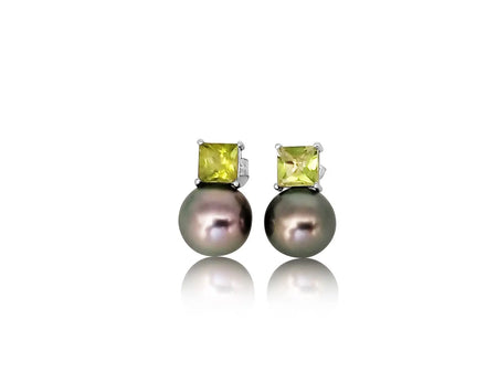 Stud Earrings Tahit Pearls 9 mm AAA, Precious Stones, 18K Solid Gold | The South Sea Pearl |  The South Sea Pearl
