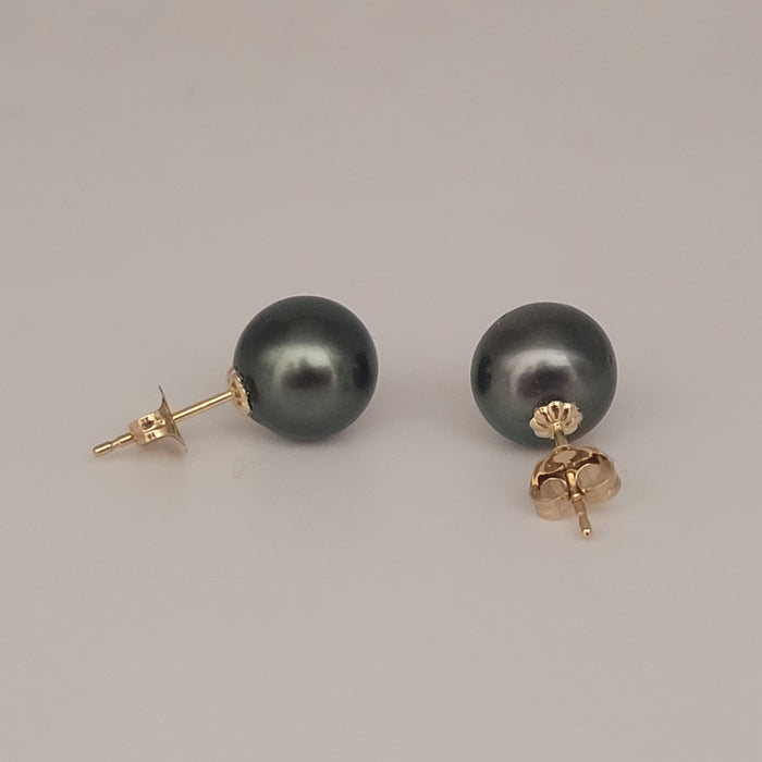 Tahitiparel oorknop, 10.3 mm, zilver, glans, AAA (kwekersgradering), in massief goud