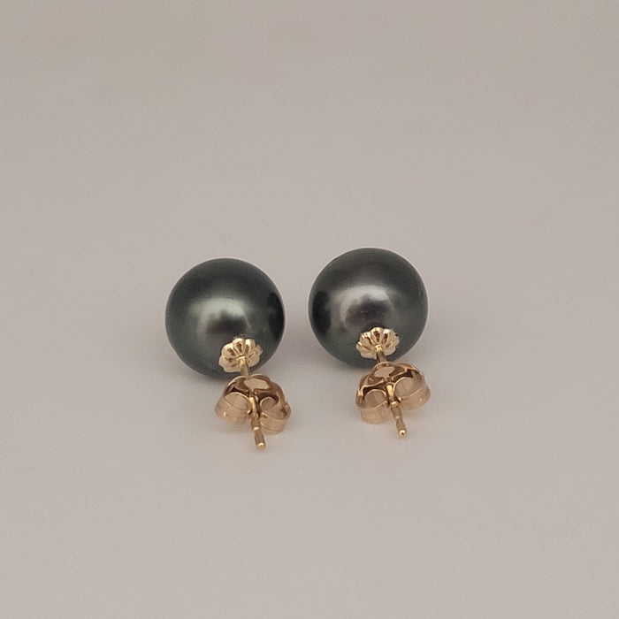 Tahitiparel oorknop, 10.3 mm, zilver, glans, AAA (kwekersgradering), in massief goud