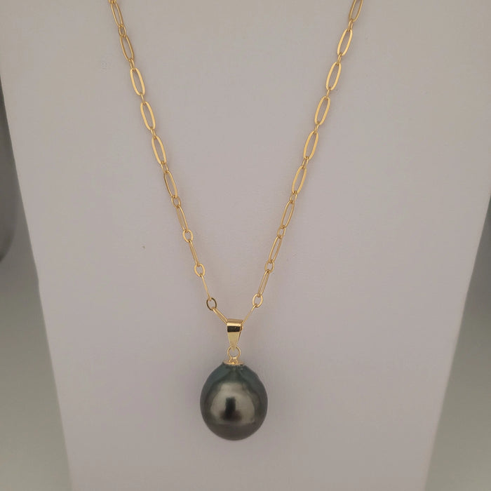 Tahiti Pearl Tear-Drop 17 x 15 mm Dark Color Pendant Necklace | The South Sea Pearl |  The South Sea Pearl