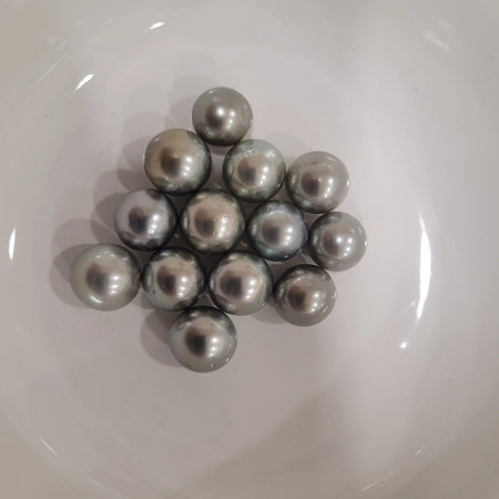 Tahiti Pearls Loose 11-12 mm Semi-Round Silver Green Color High Luster |  The South Sea Pearl |  The South Sea Pearl