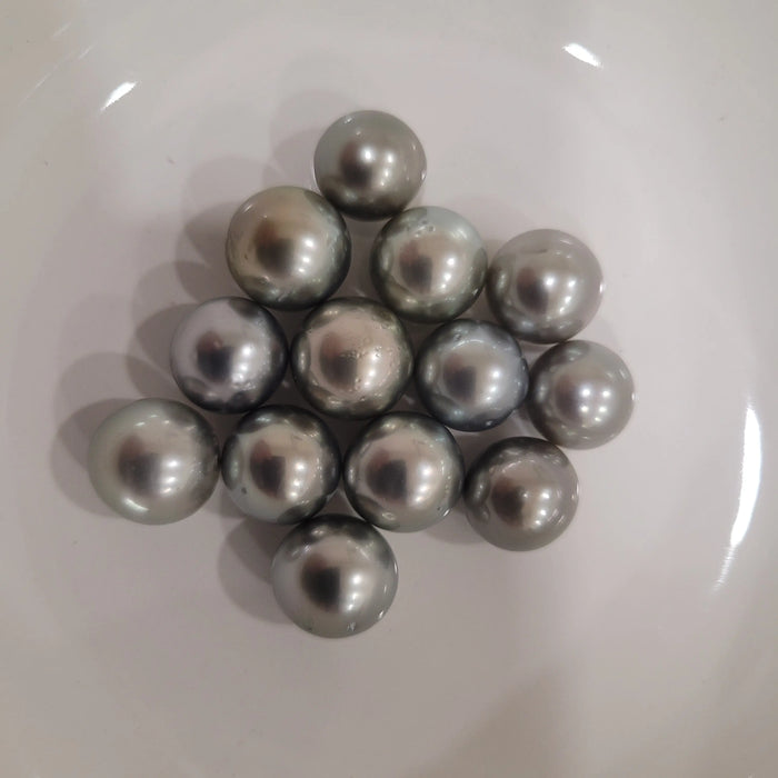 Tahiti Pearls Loose 11-12 mm Semi-Round Silver Green Color High Luster |  The South Sea Pearl |  The South Sea Pearl
