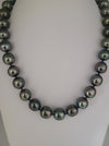 Tahiti Pearls Necklace of Dark Natural Color 11-12 mm, High Luster, 18K Solid Gold Clasp | The South Sea Pearl |  The South Sea Pearl