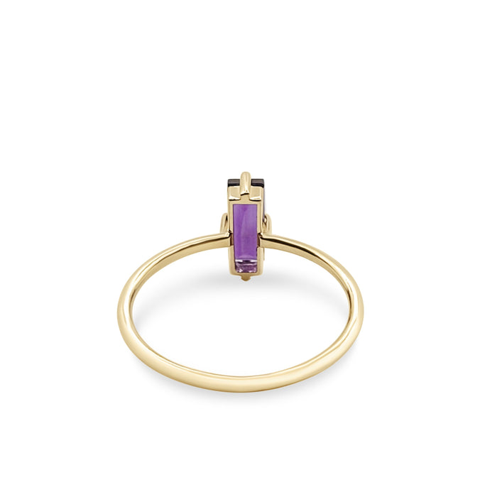 Amethyst Precious Stone 9 x 7 mm Baguette 14K Yellow Gold - MIMUKA