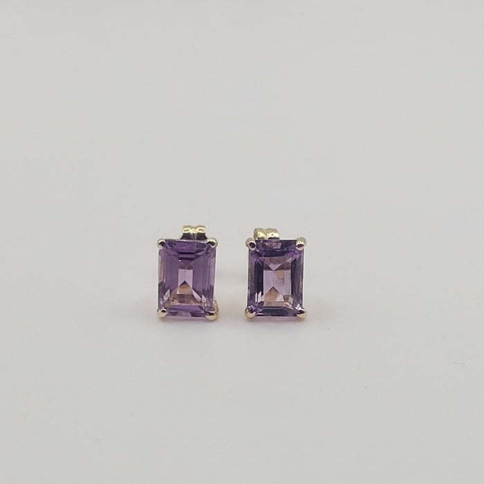 Amethyst Precious Stones 18K Gold Pearl Earrings Stud - MIMUKA