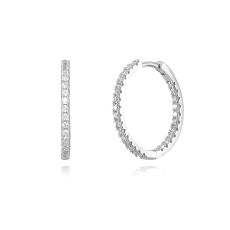 Aros Pendientes Plata 925 Rodiada Blanco y Circonitas - MIMUKA