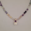 Collar Fluorita, Perla Cultivada, Amatista y Diamante, Oro 18K - MIMUKA