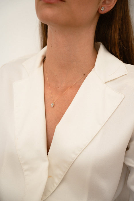 Collar Oro Amarillo 18K y Topacio Azul 7 x 5 mm - MIMUKA